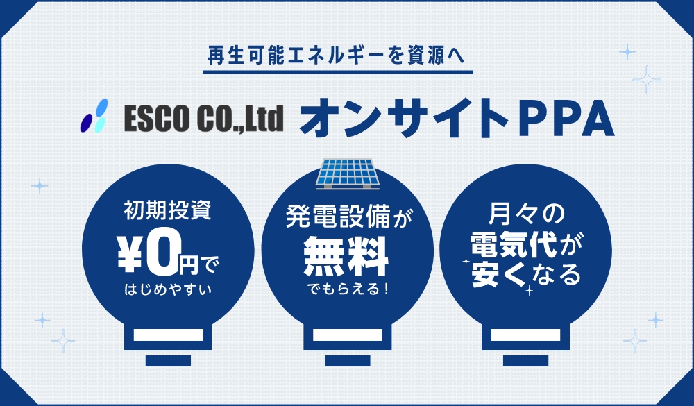 再生可能エネルギーを資源/ESCO CO.,Ltdへ オンサイトPPA